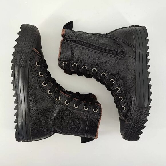 Converse Youth's CT Hi Hillcrest Black Leather Zip Boots Size 4US - Picture 5 of 8
